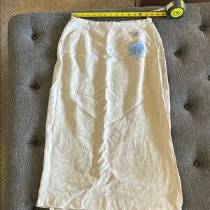 Elegant Cream Skirt with Blue Floral Detail